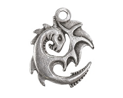 Mykonos Antique Silver (plated) Spiral Dragon 23x31mm