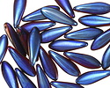 Czech Glass Iris Blue on Hyacinth Dagger 5x16mm