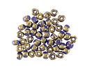 Czech Glass Cobalt w/ Textured Antique Gold Trica Beads 3x4mm