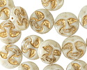 Czech Glass Ivory w/ Gold Moon Face 13mm