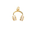 White Enamel w/ Gold Finish Headphones Charm 14x16mm