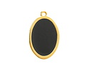 24K Gold (Plated) Jet Enamel Oval Focal 25x16mm