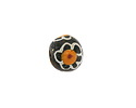 African Glass (Krobo) Black Powder-Cast Hand-Painted Daisy Round 10mm