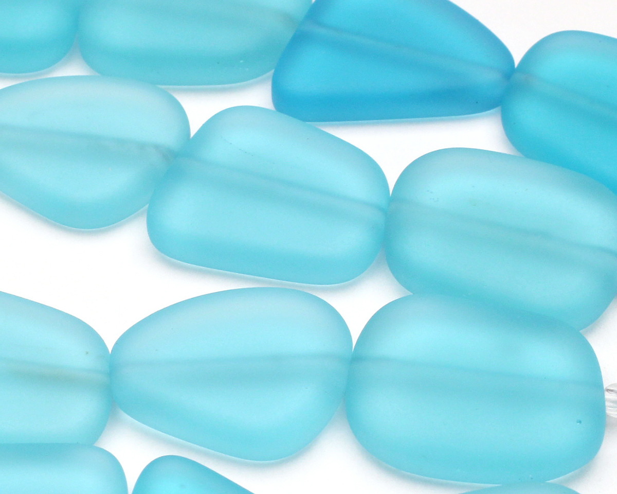 Turquoise Bay Beach-Style Glass Flat Freeform 21-23x18-20mm