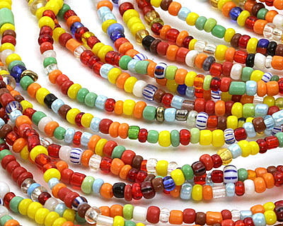 African Glass Yellow Rainbow Seed Bead Mix 3-4mm