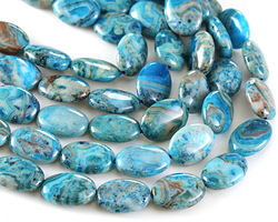 Larimar Blue Crazy Lace Agate Flat Oval 18x13mm