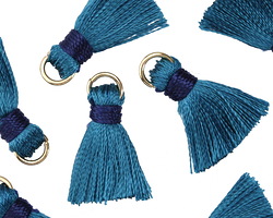 Denim w/ Navy Binding & Jump Ring Thread Tassel 18mm