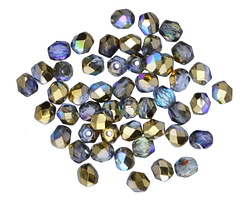 Czech Glass Blue Montana Luster Fire Polished Round 4mm