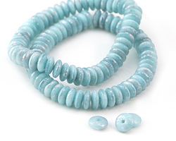 Czech Glass Sky Blue w/ Silver Flecks Spacer 2x6mm