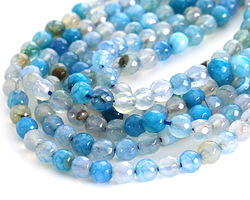 Aqua Blue Fire Agate Faceted Round 6mm