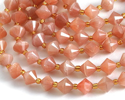 Peach Moonstone (A) Faceted Bicone 8mm