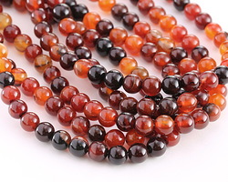 Orange & Black Agate Round 8mm
