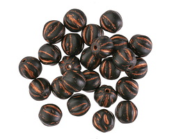 Czech Glass Jet w/ Copper Wash Melon Round 6mm