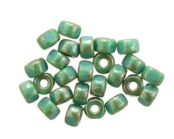 Czech Glass Matubo Turquoise Picasso Tri-cut 2/0 Seed Bead