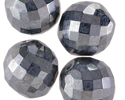 Czech Glass Hematite Fire Polished Round 20mm