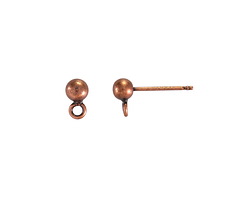 Antique Copper (plated) Ball w/ Loop Post Earring 4mm