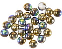 Czech Glass White AB w/ Gold Round Druk 6mm