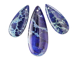 Cobalt Impression Jasper Teardrop Pendant Set 15x35-20x50mm