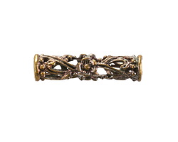 Mykonos Antique Brass (plated) Patina Openwork Floral Tube 30x7mm