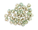 Czech Glass Cool Mint w/ Gold Bellflower 5x6mm
