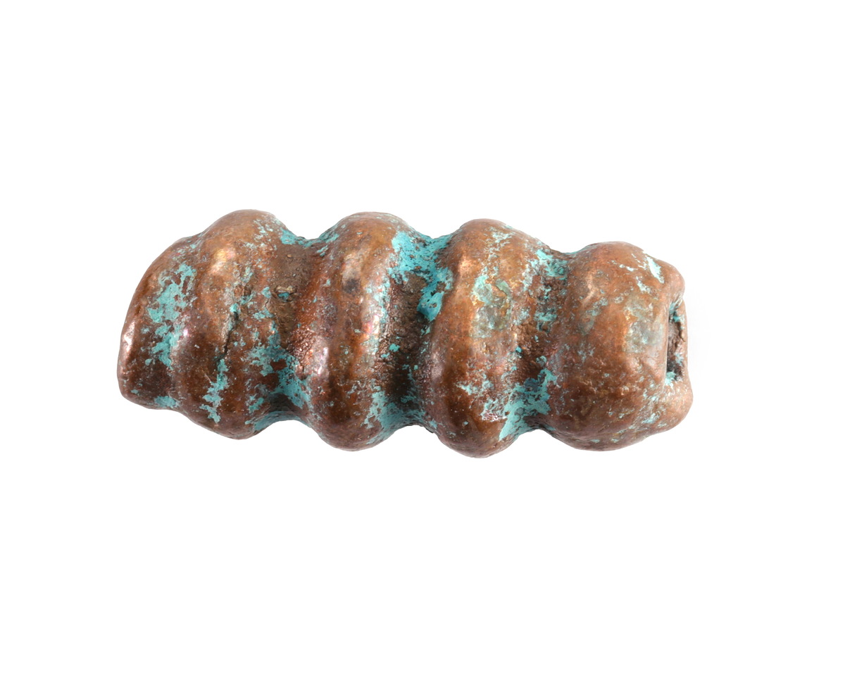 Mykonos Metalized Ceramic Copper Patina Corkscrew Barrel 30-32x13-15mm