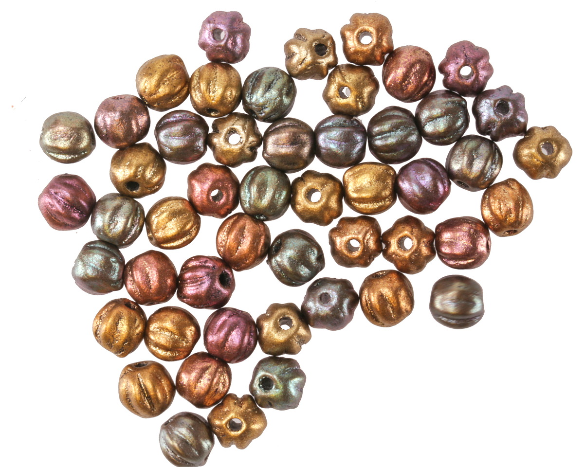 Czech Glass Autumn Metallics Melon Round 3mm