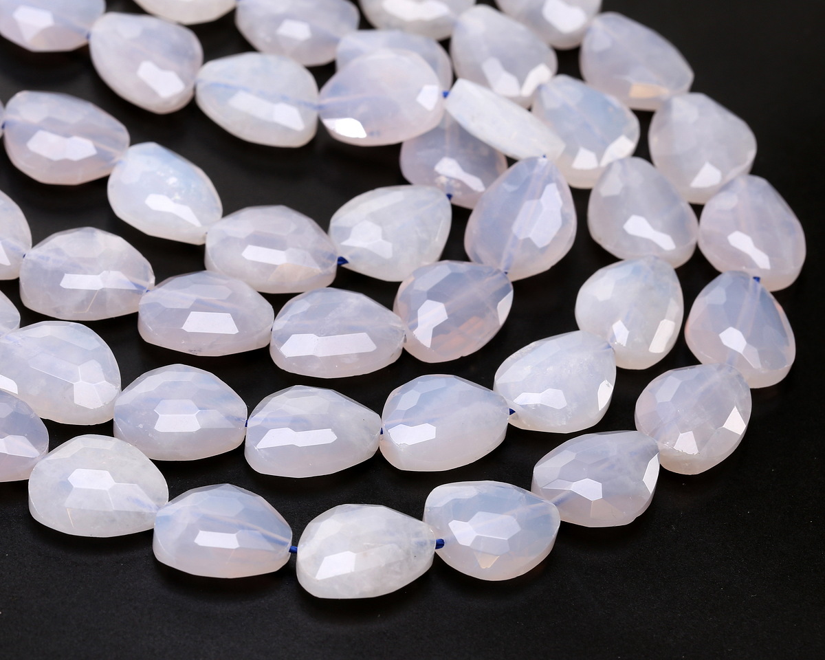 Blue Rose Quartz Faceted Puff Pear 13x16mm