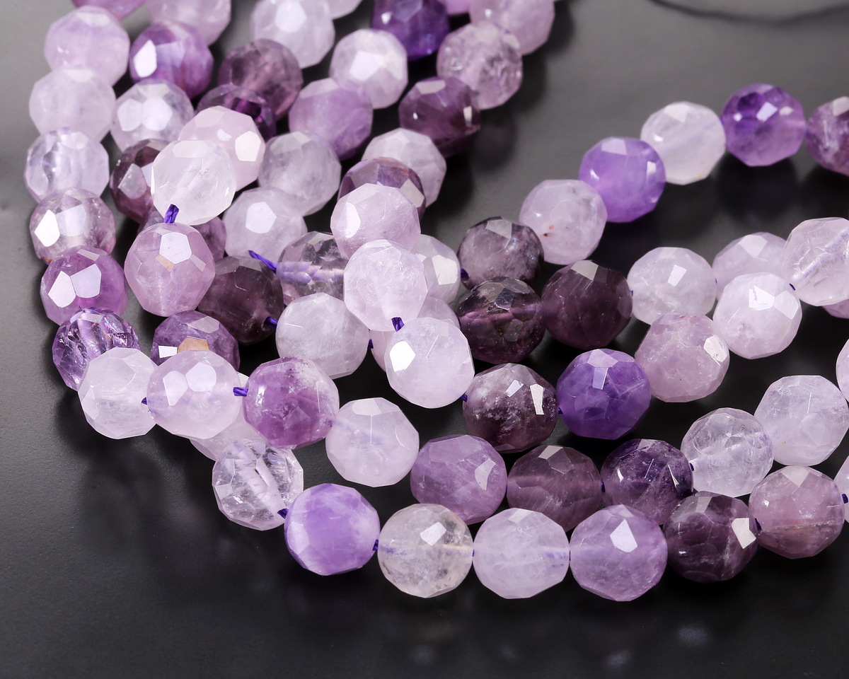 Lavender Amethyst Microfaceted Egg Nugget 10x9mm