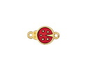 24K Gold (plated) Transparent Ruby Enamel Ladybug Focal Link 17x9.5mm