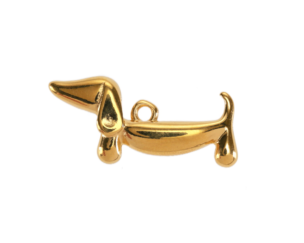 24K Gold (plated) Cute Dachshund Focal 28x13mm