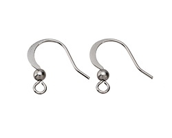 Silver (plated) Shepherds Hook Earwire w/ Ball 19x16.5mm