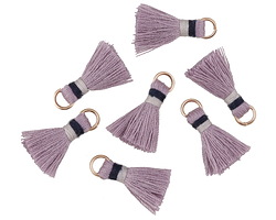 Lavender w/ Gray and Navy Binding & Jump Ring Thread Tassel 18mm
