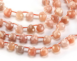 Peach Moonstone Faceted Teardrop 8x9-10mm