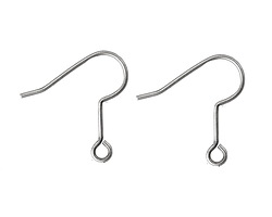 Antique Silver (plated) Plain Earwire w/ Loop 20x20mm