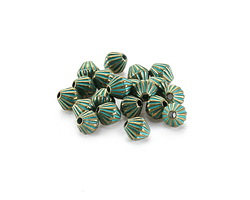 Patina Green Brass (plated) Lined Bicone Spacer Bead 5mm