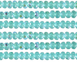 Czech Glass Textured Aquamarine AB Fire Polished Rondelle 2x3mm