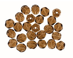 Czech Glass Smoky Topaz Fire Polished Round 6mm