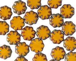 Czech Glass Mustard Picasso Daisy 9mm