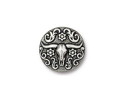 TierraCast Antique Silver (plated) Longhorn Button 16mm