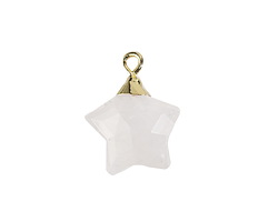 Rock Crystal Quartz Faceted Star Pendant w/ Gold Finish 14mm