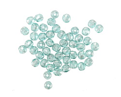 Czech Glass Aquamarine w/ Silver Wash Fire Polished Round 3mm