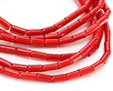 African Red White Heart Glass Tube 9-10x4mm