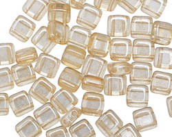 CzechMates Glass Luster Transparent Champagne 2-Hole Tile 6mm