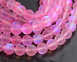 Pink Fused Glass AB (matte) Round 10mm
