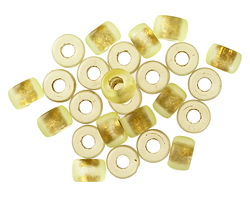 Czech Glass Matte Gold Lined Lemon Ice Roller 6mm