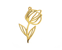 Waterproof 18K PVD Gold Plated Stainless Steel Tulip Focal 22x32mm