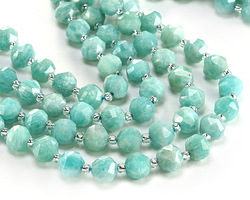 Brazilian Amazonite Microfaceted Round Nugget 7x8mm