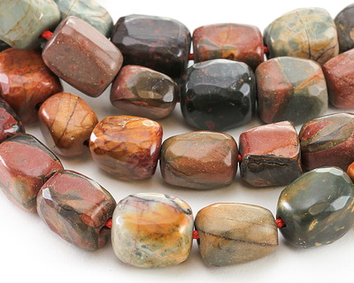 Red Creek Jasper Faceted Nugget (Large Hole) 14-16x10-12mm
