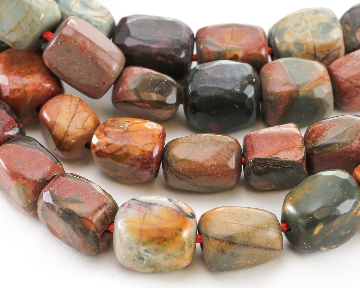 Red Creek Jasper Faceted Nugget (Large Hole) 14-16x10-12mm