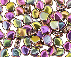 Matubo Czech Glass Crystal (w/ Full Vitex) 2-Hole Ginkgo Leaf 7.5mm